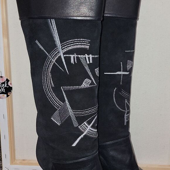 Rare Vintage Balizza Italy Pollini Leather High Heel Round Toe Boots Size 37 - Picture 6 of 13